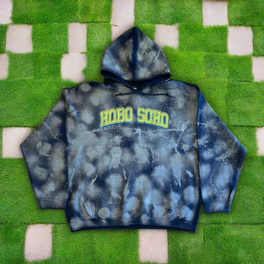 1/1 HOBO SOHO BLEACHED HOODIE NAVY SIZE XL